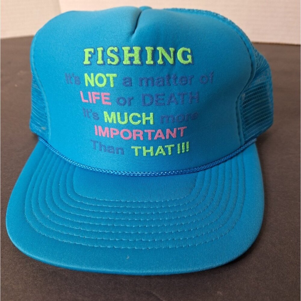 Vintage Mesh SnapBack Cap Hat Fishing It’s Not A Matter of Life Or Death It’s...